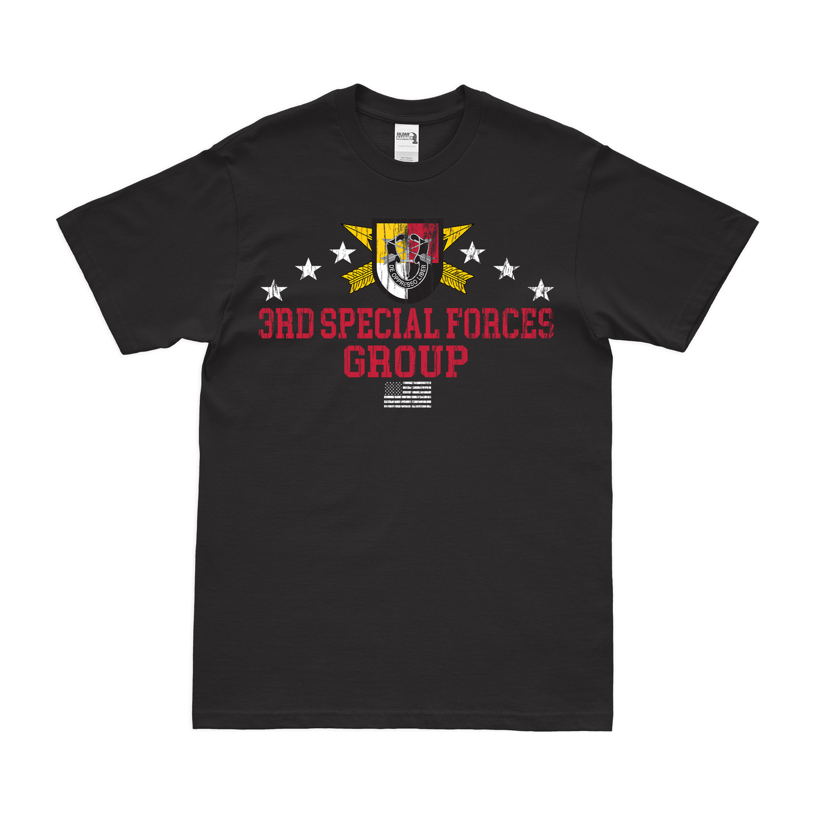 Patriotic 3rd Special Forces Group (3rd SFG) T-Shirt Tactically Acquired Black Distressed Small