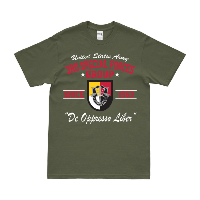 3rd Special Forces Group (3rd SFG) Since 1963 T-Shirt Tactically Acquired Military Green Clean Small