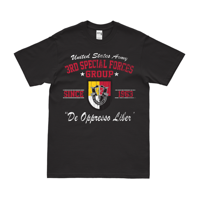 3rd Special Forces Group (3rd SFG) Since 1963 T-Shirt Tactically Acquired Black Distressed Small