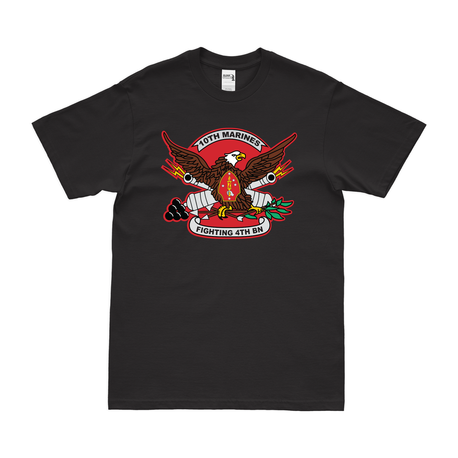 4th Bn 10th Marines (4/10 Marines) Unit Logo T-Shirt Tactically Acquired Black Clean Small
