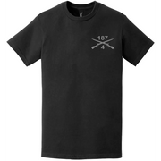 4-187 Infantry Regiment Left Chest Crossed Rifles T-Shirt Tactically Acquired   