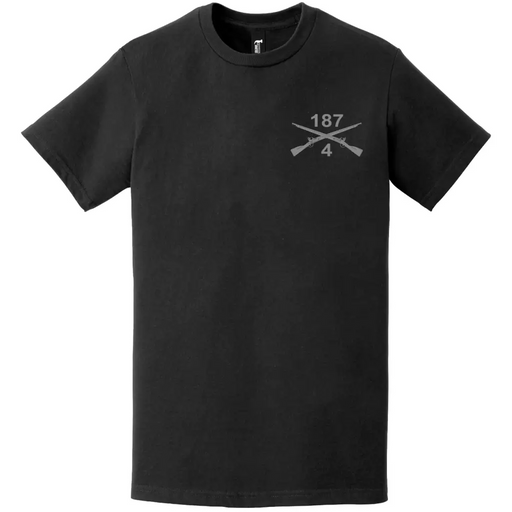 4-187 Infantry Regiment Left Chest Crossed Rifles T-Shirt Tactically Acquired   