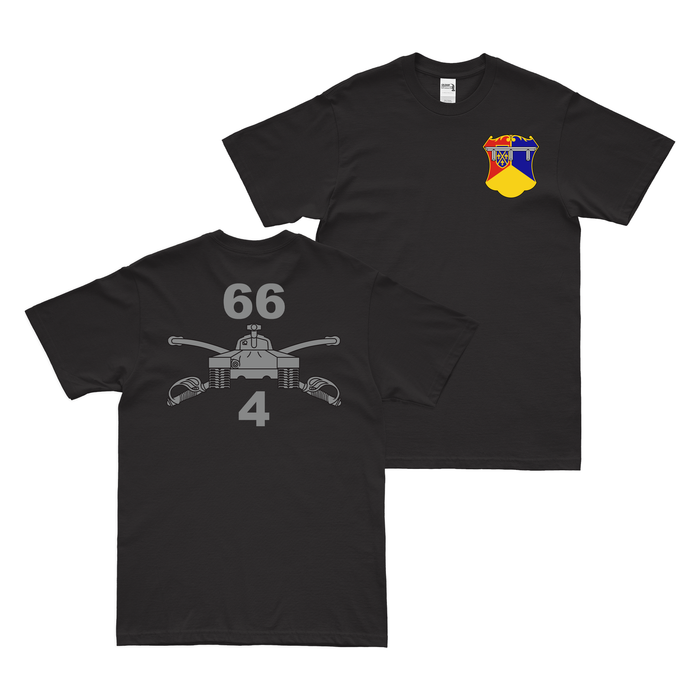 Double-Sided 4-66 Armor Regiment Branch Emblem T-Shirt Tactically Acquired Black Small 