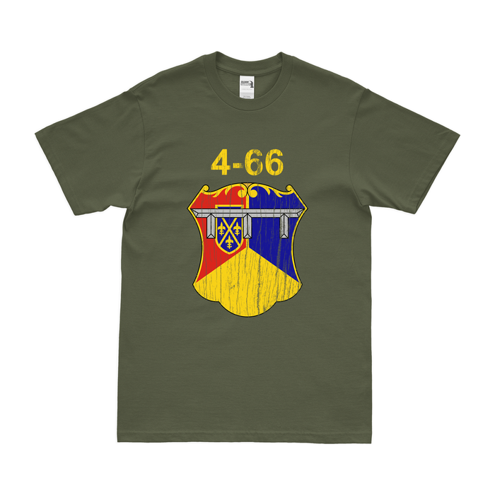 4-66 Armor Regiment Unit Emblem T-Shirt Tactically Acquired Military Green Distressed Small