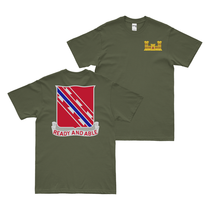 Double-Sided U.S. Army 411th Engineer Battalion T-Shirt Tactically Acquired Military Green Small 
