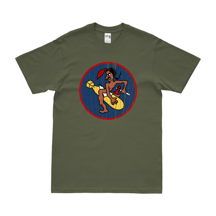 412th Bombardment Squadron WW2 AAF T-Shirt Tactically Acquired Military Green Distressed Small