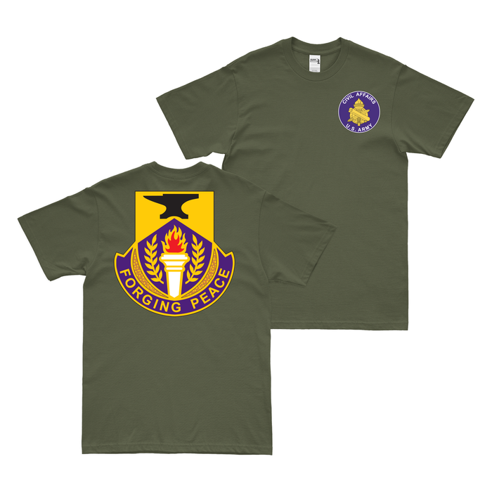 Double-Sided 412th Civil Affairs Battalion T-Shirt Tactically Acquired Military Green Small 