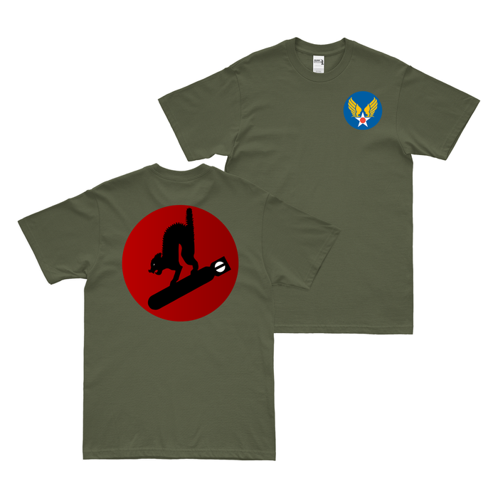 Double-Sided 413th Bombardment Squadron WW2 T-Shirt Tactically Acquired Military Green Small 