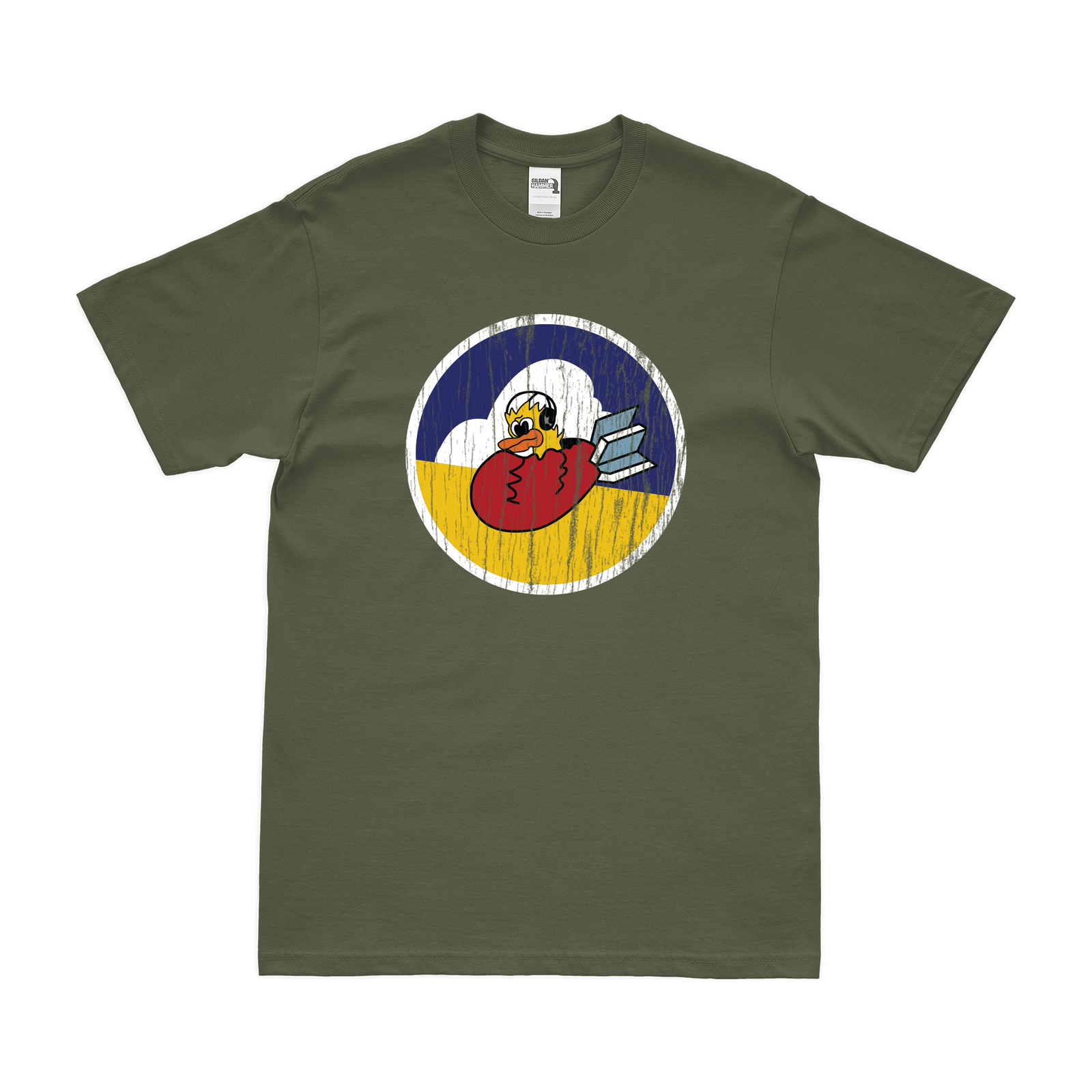 418th Bombardment Squadron Logo Emblem T-Shirt Tactically Acquired Military Green Distressed Small