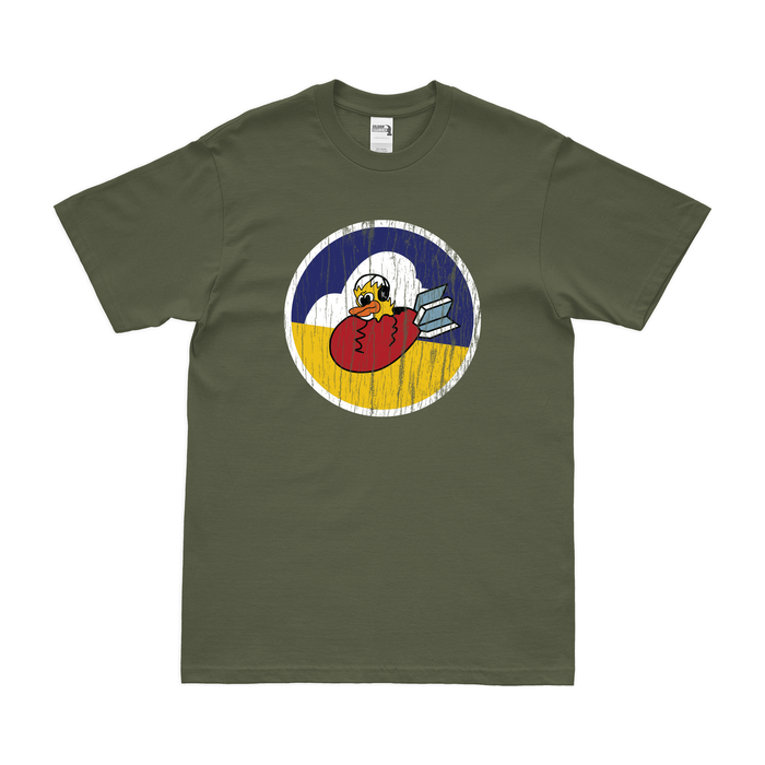 418th Bombardment Squadron Logo Emblem T-Shirt Tactically Acquired Military Green Distressed Small