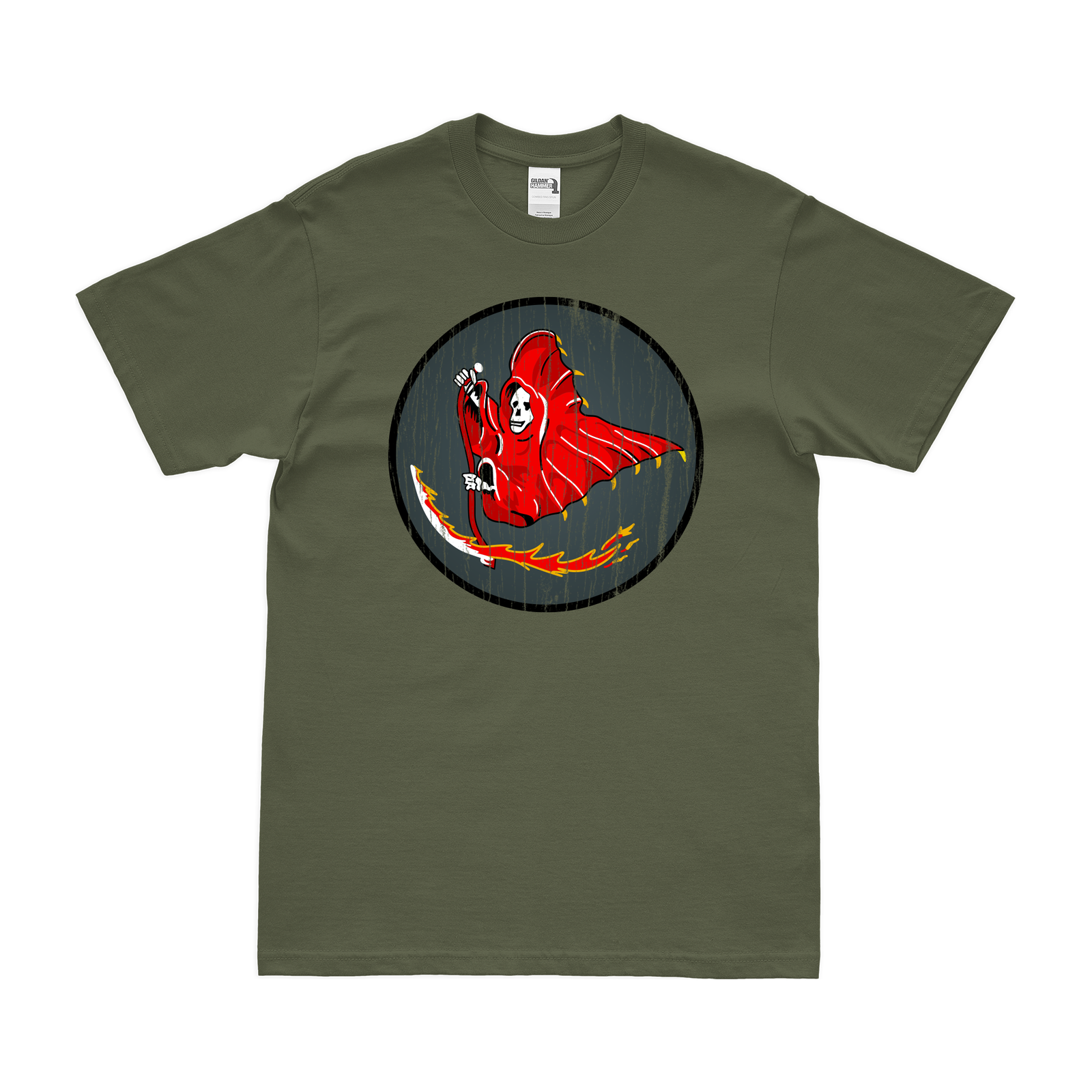 423rd Bombardment Squadron WW2 Emblem T-Shirt Tactically Acquired Military Green Distressed Small
