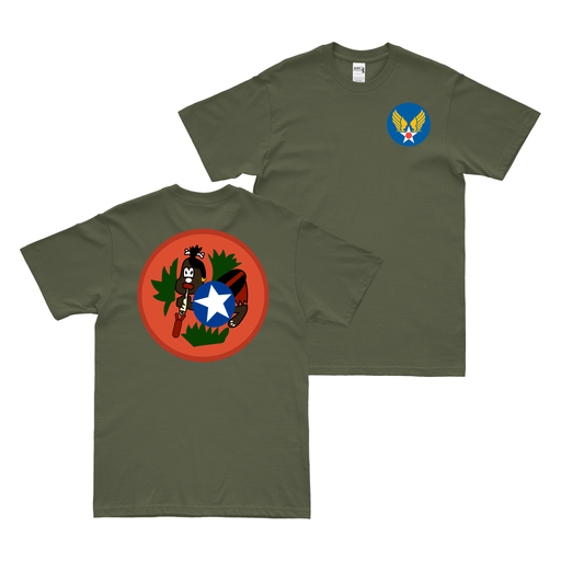 Double-Sided 443rd Bombardment Squadron WW2 T-Shirt Tactically Acquired Military Green Small 