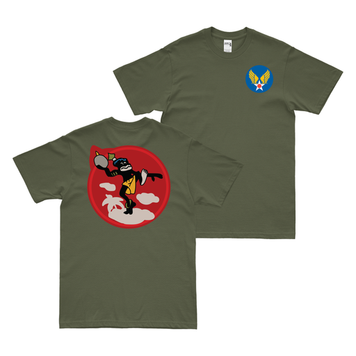 Double-Sided 449th Bombardment Squadron WW2 T-Shirt Tactically Acquired Military Green Small 