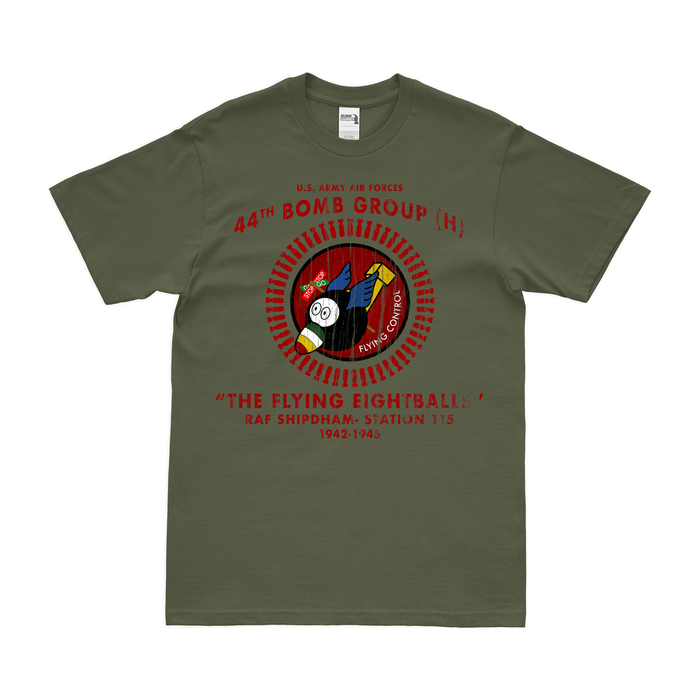 44th Bombardment Group (Heavy) WW2 Legacy T-Shirt Tactically Acquired Military Green Distressed Small