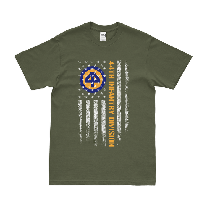 U.S. Army 44th Infantry Division American Flag T-Shirt Tactically Acquired Military Green Small 