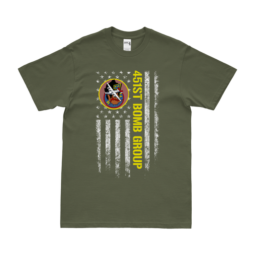 451st Bomb Group American Flag T-Shirt Tactically Acquired Military Green Small 