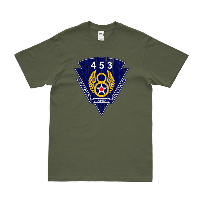 453rd Bombardment Group USAAF WW2 T-Shirt Tactically Acquired Military Green Distressed Small