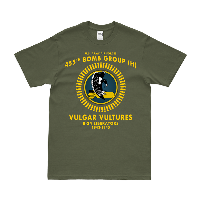 455th Bomb Group 'Vulgar Vultures' WW2 Legacy T-Shirt Tactically Acquired Military Green Clean Small