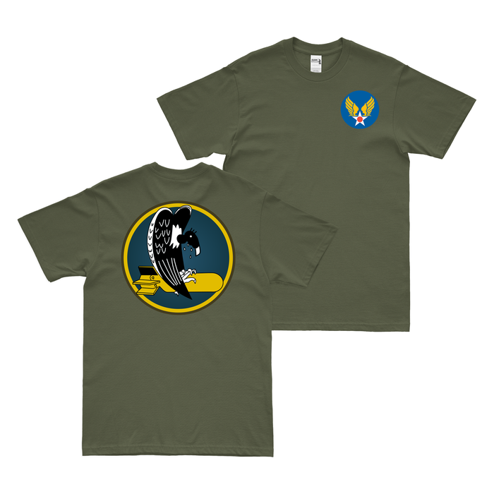 Double-Sided 455th Bomb Group WW2 T-Shirt Tactically Acquired Military Green Small 