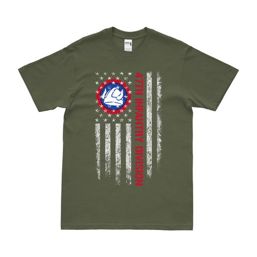 U.S. Army 47th Infantry Division American Flag T-Shirt Tactically Acquired Small Military Green Cotton