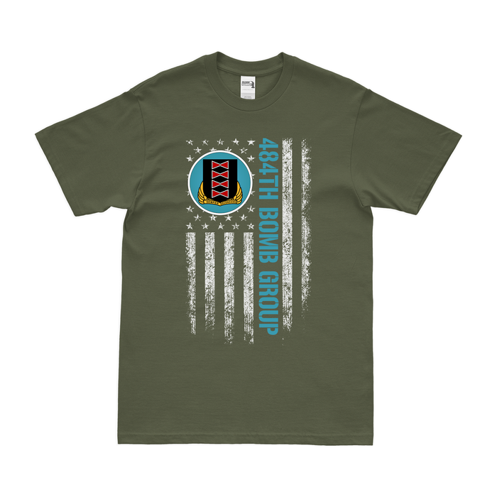 484th Bomb Group American Flag T-Shirt Tactically Acquired Military Green Small 