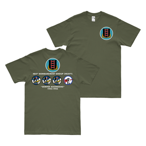 Double-Sided 484th Bomb Group Squadron Legacy T-Shirt Tactically Acquired Military Green Small 