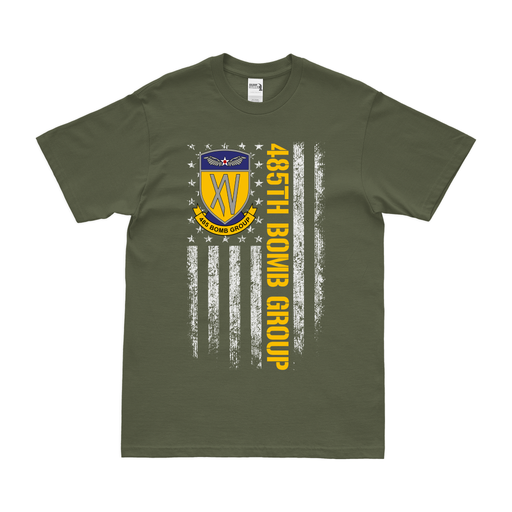 485th Bombardment Group (H) WW2 American Flag T-Shirt Tactically Acquired Military Green Small 