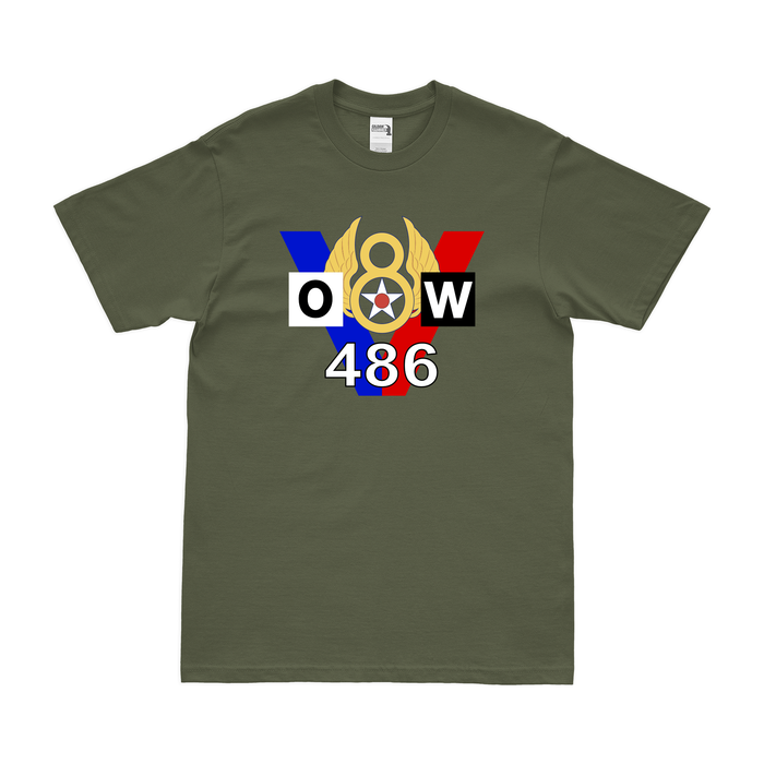 486th Bombardment Group WW2 AAF T-Shirt Tactically Acquired Military Green Clean Small