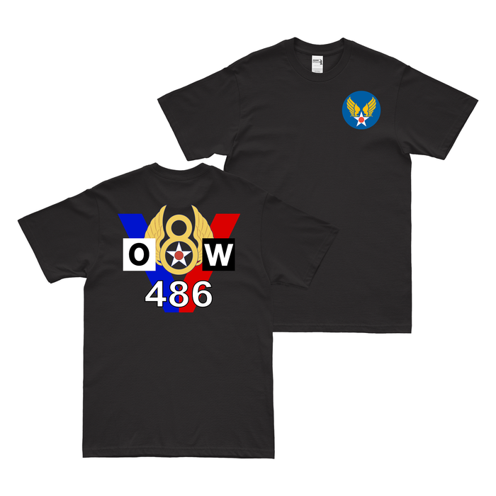 Double-Sided 486th Bomb Group WW2 T-Shirt Tactically Acquired Black Small 