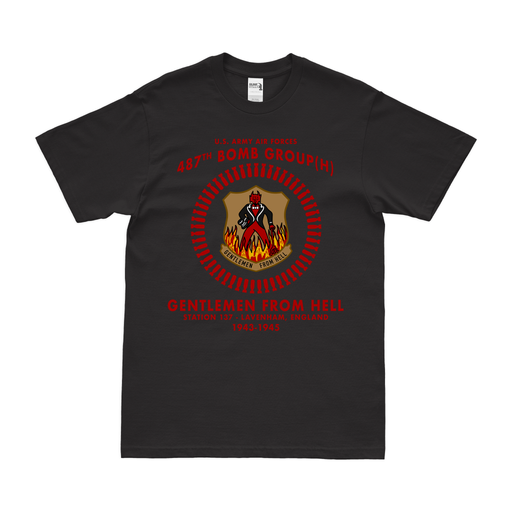 487th Bomb Group 'Gentlemen from Hell' WW2 Legacy T-Shirt Tactically Acquired Black Clean Small