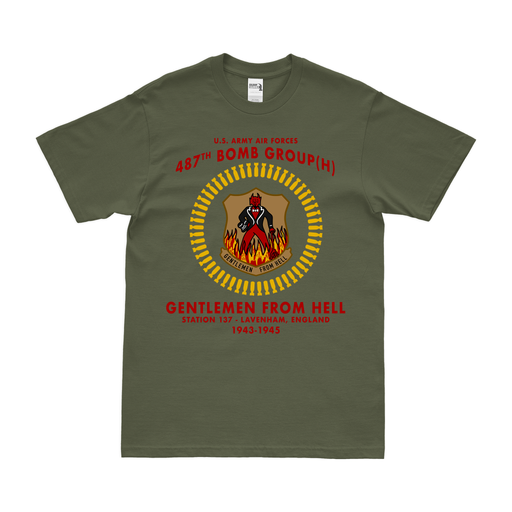 487th Bomb Group (Heavy) WW2 Legacy T-Shirt Tactically Acquired Military Green Clean Small