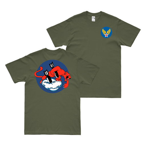 Double-Sided 489th Bombardment Squadron WW2 T-Shirt Tactically Acquired Military Green Small 