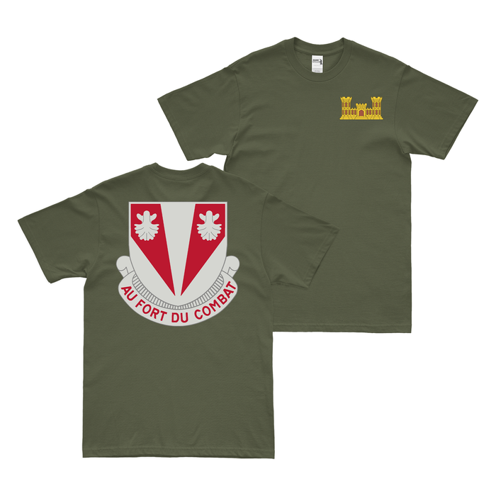 Double-Sided U.S. Army 489th Engineer Battalion T-Shirt Tactically Acquired Military Green Small 