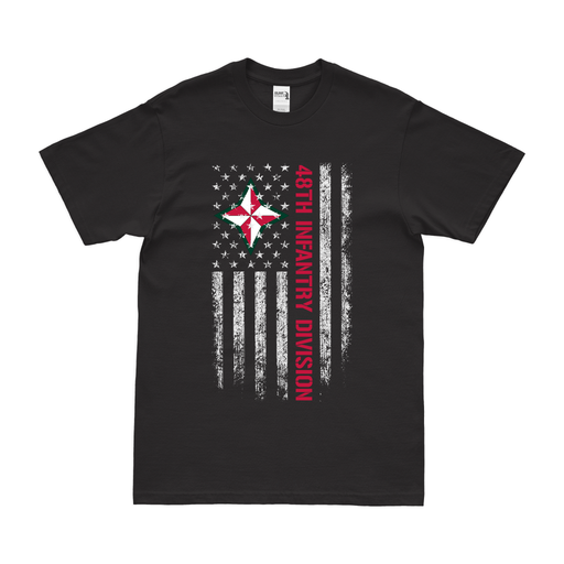 U.S. Army 48th Infantry Division American Flag T-Shirt Tactically Acquired Small Black Cotton