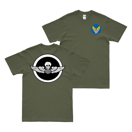 Double-Sided 490th Bombardment Squadron WW2 T-Shirt Tactically Acquired Military Green Small 