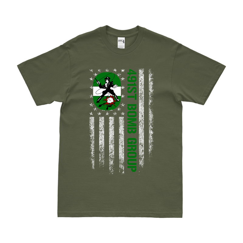 491st Bomb Group WW2 American Flag T-Shirt