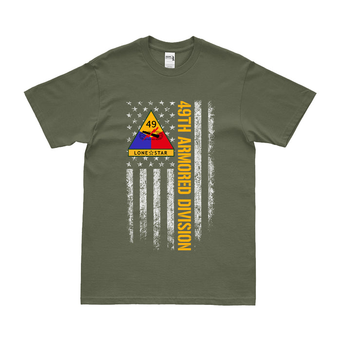 Patriotic 49th Armored Division American Flag T-Shirt Tactically Acquired Medium Military Green 