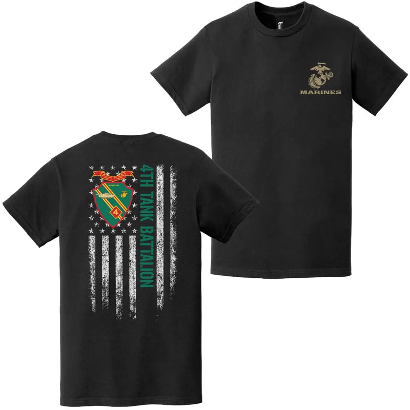 Double-Sided 4th Tank Battalion USMC American Flag T-Shirt