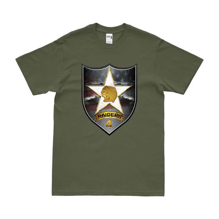 4th SBCT 2d ID "Raiders" Emblem T-Shirt Tactically Acquired Military Green Small 