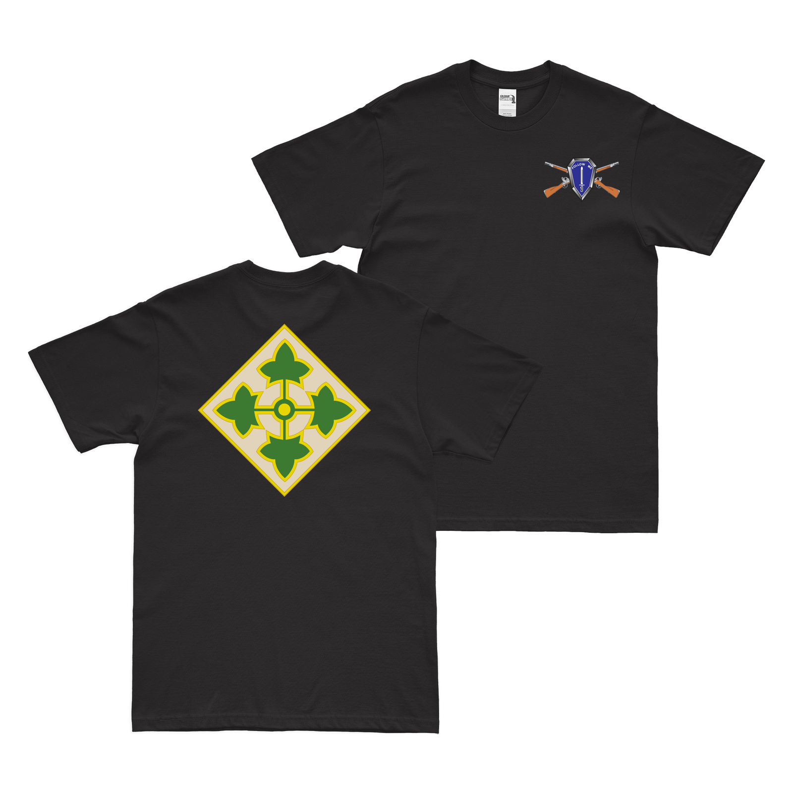 Double-Sided 4th Infantry Division CSIB T-Shirt Tactically Acquired Small Black 