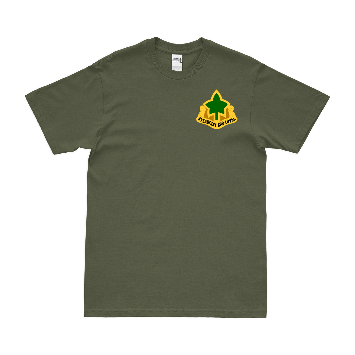 U.S. Army 4th Infantry Division Left Chest DUI Emblem T-Shirt Tactically Acquired Military Green Small 