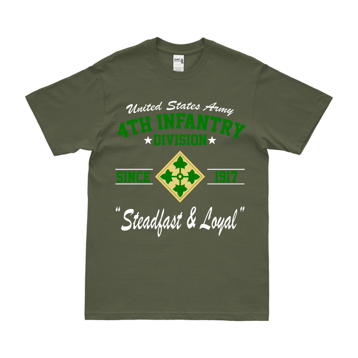 4th Infantry Division Since 1917 Unit Legacy T-Shirt Tactically Acquired Military Green Small 