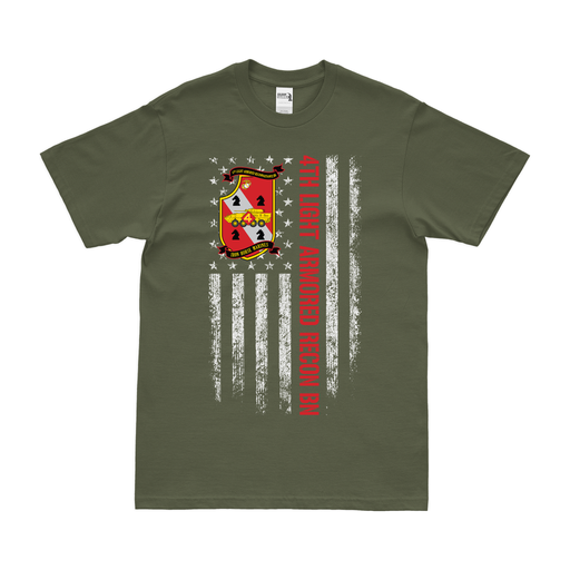 4th Light Armored Recon 4th LAR American Flag T-Shirt Tactically Acquired Military Green Small 