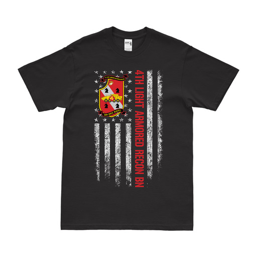 4th Light Armored Recon 4th LAR American Flag T-Shirt Tactically Acquired Black Small 
