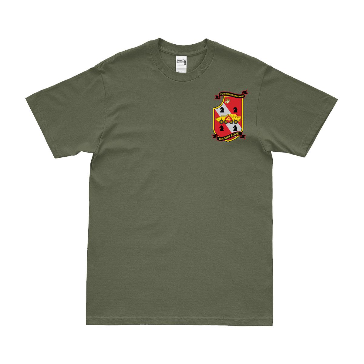 4th LAR Bn Logo Left Chest Emblem T-Shirt Tactically Acquired Small Military Green 