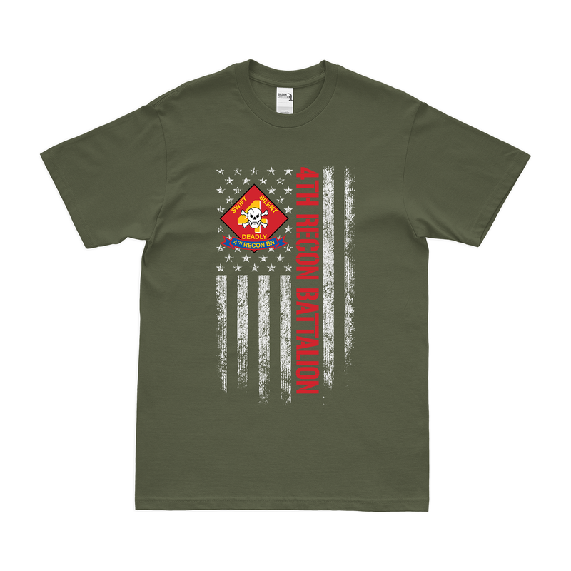 4th Recon Battalion USMC American Flag T-Shirt