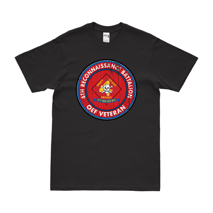 4th Recon Bn OEF Veteran T-Shirt Tactically Acquired Black Distressed Small