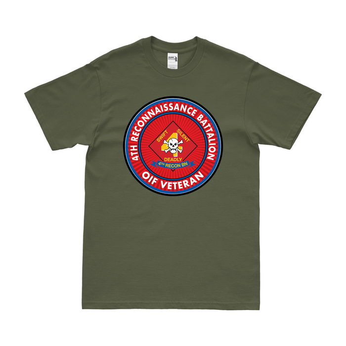 4th Recon Bn OIF Veteran T-Shirt Tactically Acquired Military Green Clean Small