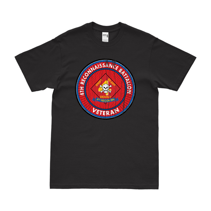 4th Recon Bn Veteran T-Shirt Tactically Acquired Black Distressed Small