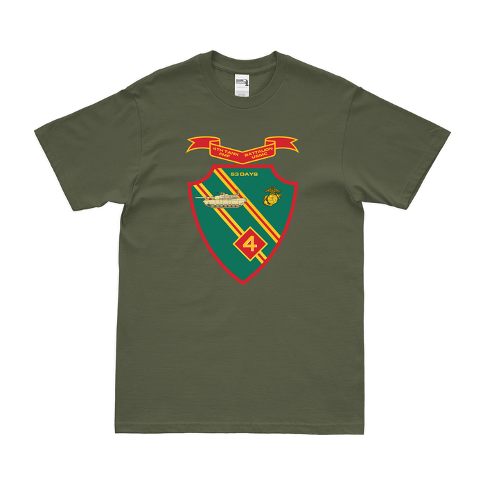 4th Tank Battalion USMC T-Shirt Tactically Acquired Military Green Clean Small